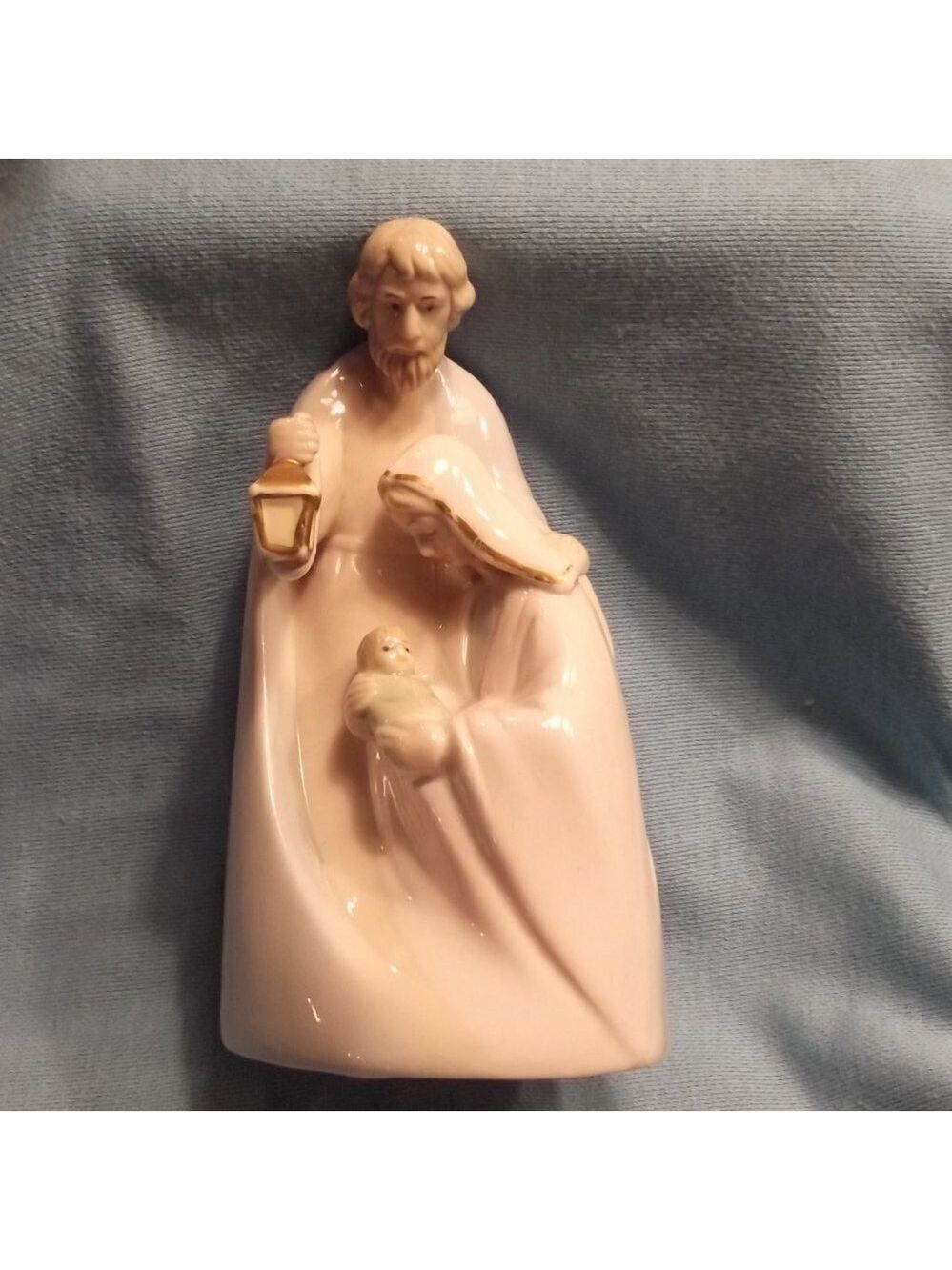 Porcelain Lamp Cover With Baby Jesus, Mary & Joseph